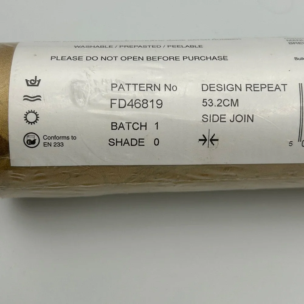 Brewster Gold Textured Wallpaper Roll FD46819 Prepasted Washable 20.5in x 33ft